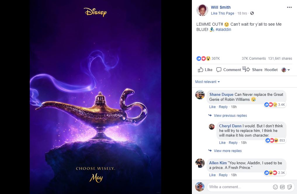 Will Smith reveals first post for Disney's 'Aladdin' Loop News(02)